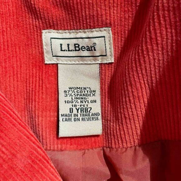 L.L. Bean Orange Corduroy Blazer Vintage 90s 3 Button Notched Lapel Pockets Lg - Picture 10 of 14